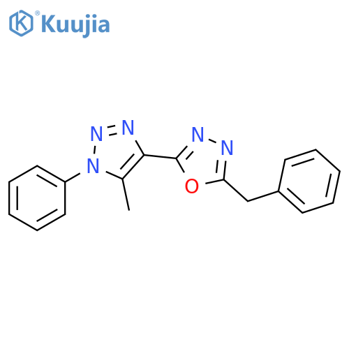 2-benzyl-5-(5-methyl-1-phenyl-1H-1,2,3-triazol-4-yl)-1,3,4-oxadiazole structure