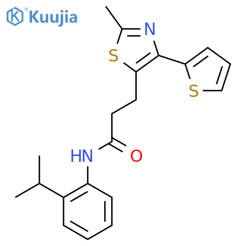 3-2-methyl-4-(thiophen-2-yl)-1,3-thiazol-5-yl-N-2-(propan-2-yl)phenylpropanamide structure