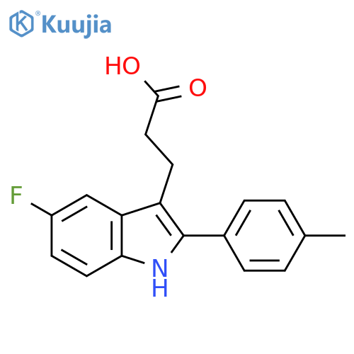3-[5-fluoro-2-(4-methylphenyl)-1H-indol-3-yl]propanoic acid structure