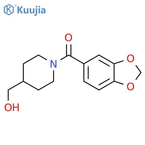 Benzo[d][1,3]dioxol-5-yl(4-(hydroxymethyl)piperidin-1-yl)methanone structure