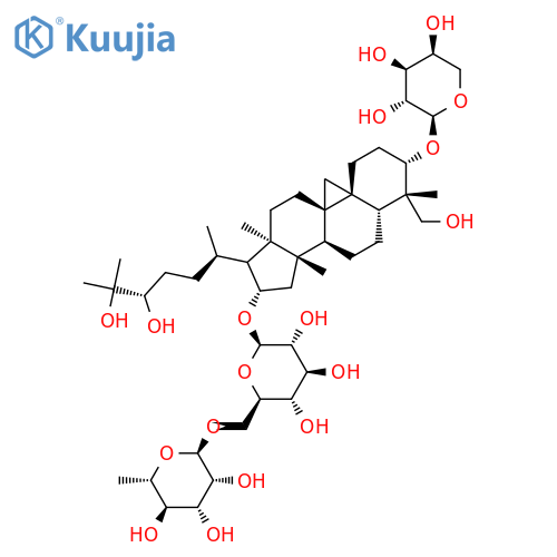 b-D-Glucopyranoside, (3b,4b,16b,24S)-3-(a-L-arabinopyranosyloxy)-24,25,28-trihydroxy-9,19-cyclolanostan-16-yl6-O-(6-deoxy-a-L-mannopyranosyl)-(9CI) structure