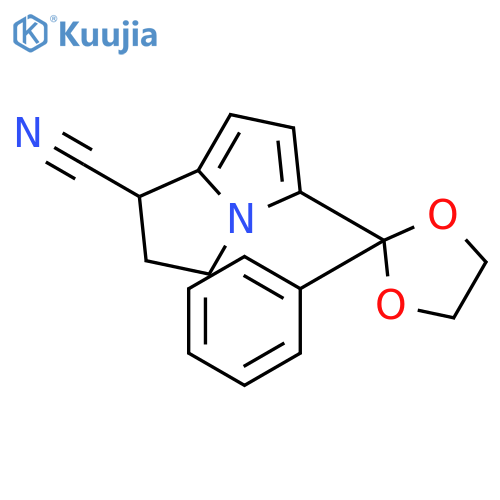 1H-Pyrrolizine-1-carbonitrile, 2,3-dihydro-5-(2-phenyl-1,3-dioxolan-2-yl)- structure
