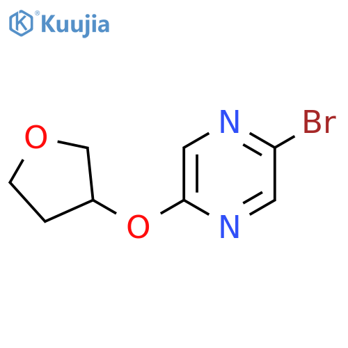 2-BROMO-5-(TETRAHYDRO-FURAN-3-YLOXY)PYRAZINE structure