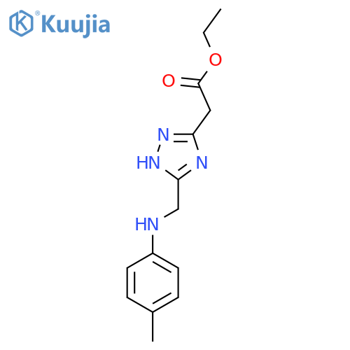 ethyl 2-(3-{(4-methylphenyl)aminomethyl}-1H-1,2,4-triazol-5-yl)acetate structure