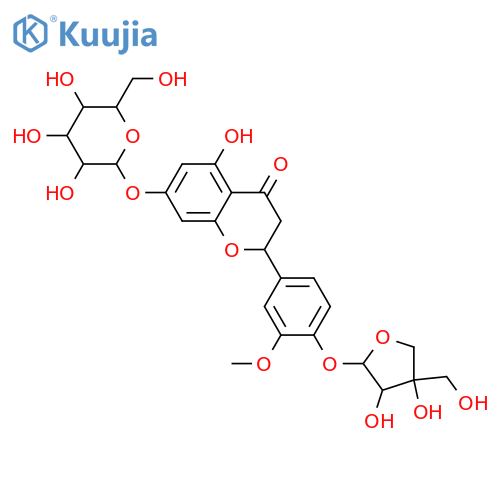 4H-1-Benzopyran-4-one,2-[4-(D-apio-b-D-furanosyloxy)-3-methoxyphenyl]-7-(b-D-glucopyranosyloxy)-2,3-dihydro-5-hydroxy-,(2S)- (9CI) structure