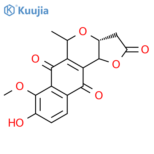 2H-Furo[3,2-b]naphtho[2,3-d]pyran-2,6,11-trione,3,3a,5,11b-tetrahydro-8-hydroxy-7-methoxy-5-methyl-, (3aR,5R,11bR)- structure