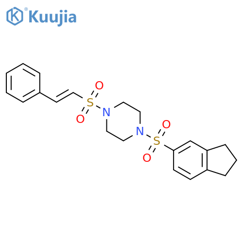 1-(2,3-dihydro-1H-indene-5-sulfonyl)-4-(2-phenylethenesulfonyl)piperazine structure