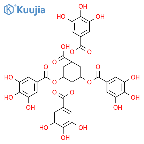 (3R,5R)-1,3,4,5-tetrakis[(3,4,5-trihydroxybenzoyl)oxy]cyclohexane-1-carboxylic acid structure