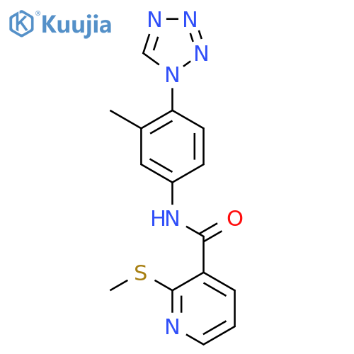 N-[3-methyl-4-(1H-1,2,3,4-tetrazol-1-yl)phenyl]-2-(methylsulfanyl)pyridine-3-carboxamide structure