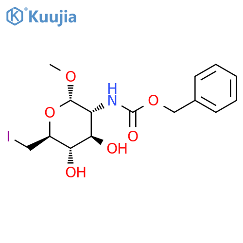 Glucopyranoside, methyl 2-?carboxyamino-?2,?6-?dideoxy-?6-?iodo-?, benzyl ester, α-?D- (6CI) structure