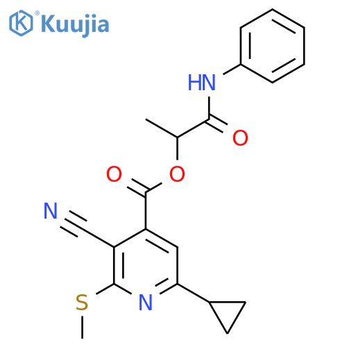 1-(Phenylcarbamoyl)ethyl 3-cyano-6-cyclopropyl-2-(methylsulfanyl)pyridine-4-carboxylate structure