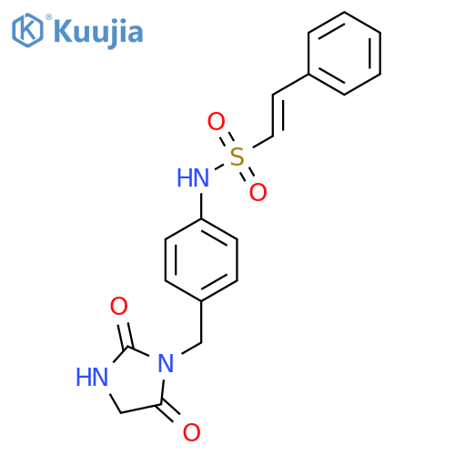N-{4-[(2,5-dioxoimidazolidin-1-yl)methyl]phenyl}-2-phenylethene-1-sulfonamide structure