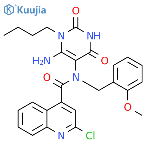 N-(6-Amino-1-butyl-1,2,3,4-tetrahydro-2,4-dioxo-5-pyrimidinyl)-2-chloro-N-[(2-methoxyphenyl)methyl]-4-quinolinecarboxamide structure