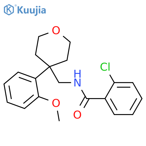2-chloro-N-{4-(2-methoxyphenyl)oxan-4-ylmethyl}benzamide structure