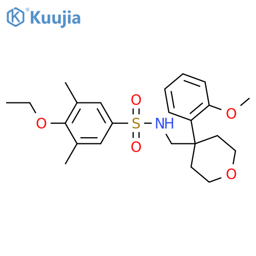 4-ethoxy-N-{4-(2-methoxyphenyl)oxan-4-ylmethyl}-3,5-dimethylbenzene-1-sulfonamide structure