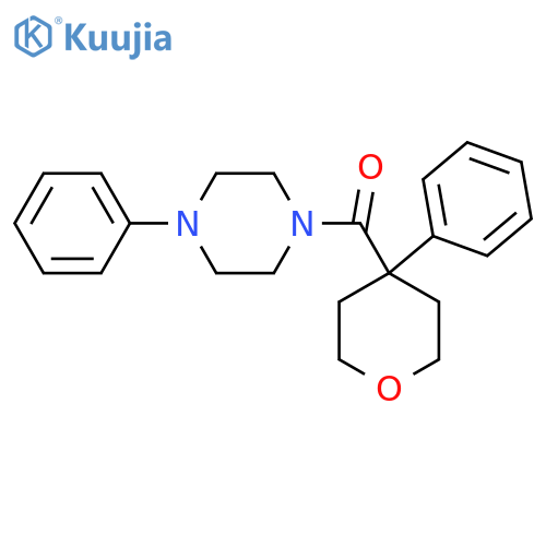 1-phenyl-4-(4-phenyloxane-4-carbonyl)piperazine structure