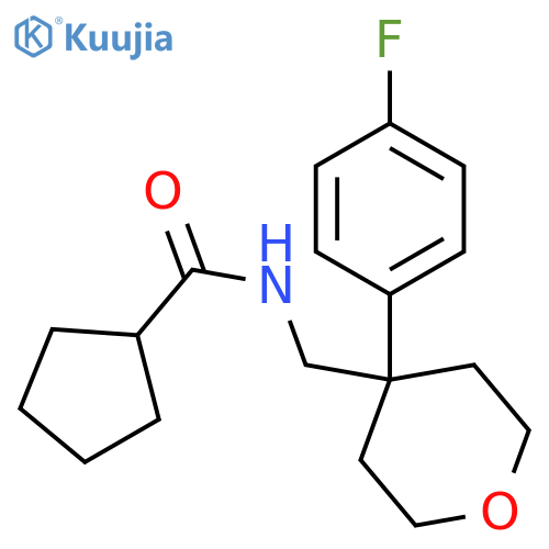 N-{4-(4-fluorophenyl)oxan-4-ylmethyl}cyclopentanecarboxamide structure