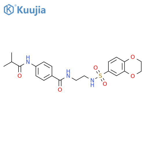 N-[2-(2,3-dihydro-1,4-benzodioxine-6-sulfonamido)ethyl]-4-(2-methylpropanamido)benzamide structure