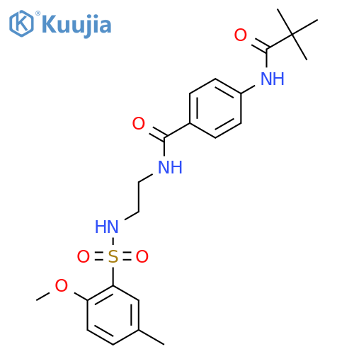 4-(2,2-dimethylpropanamido)-N-2-(2-methoxy-5-methylbenzenesulfonamido)ethylbenzamide structure