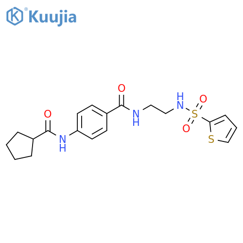 4-cyclopentaneamido-N-[2-(thiophene-2-sulfonamido)ethyl]benzamide structure