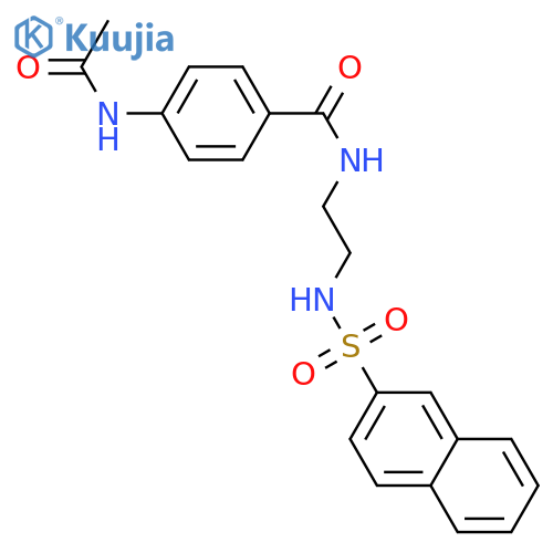 4-acetamido-N-[2-(naphthalene-2-sulfonamido)ethyl]benzamide structure