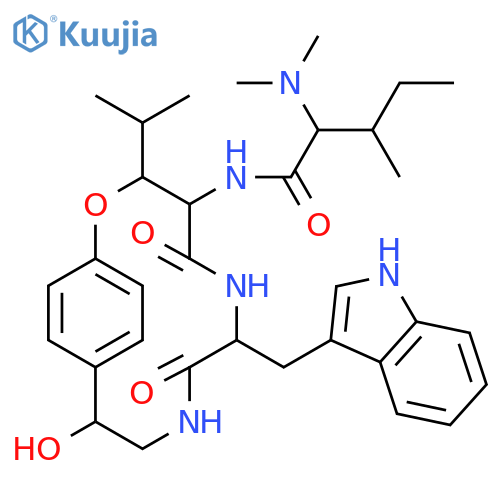 Pentanamide, 2-(dimethylamino)-N-[11-hydroxy-7-(1H-indol-3-ylmethyl)-3-(1-methylethyl)-5,8-dioxo-2-oxa-6,9-diazabicyclo[10.2.2]hexadeca-12,14,15-trien-4-yl]-3-methyl- (9CI) structure