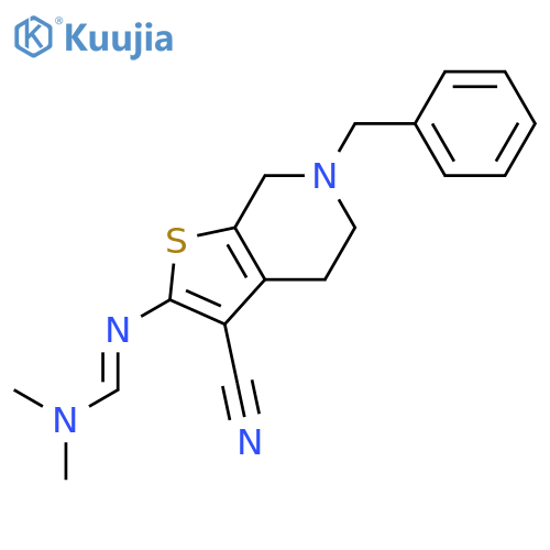 N'-(6-Benzyl-3-cyano-4,5,6,7-tetrahydrothieno-2,3-cpyridin-2-yl)-N,N-dimethyliminoformamide structure