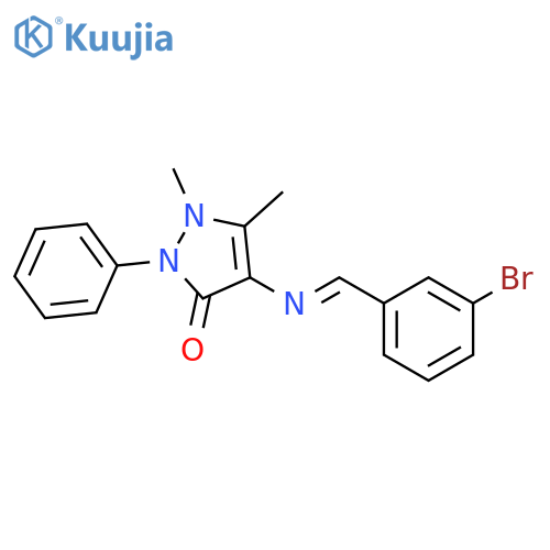 4-(E)-(3-bromophenyl)methylideneamino-1,5-dimethyl-2-phenyl-2,3-dihydro-1H-pyrazol-3-one structure