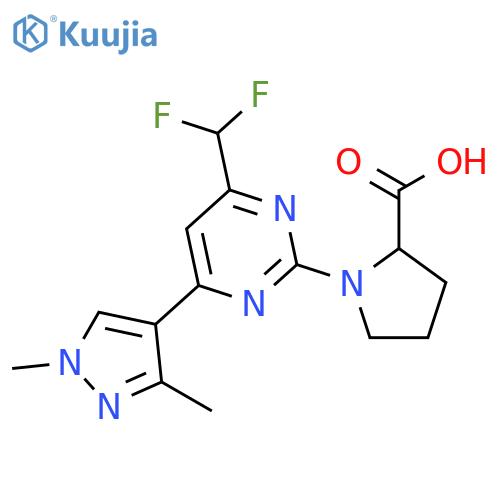 1-4-(Difluoromethyl)-6-(1,3-dimethyl-1H-pyrazol-4-yl)pyrimidin-2-ylproline structure