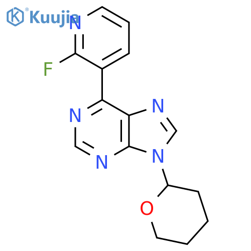 6-(2-fluoropyridin-3-yl)-9-(oxan-2-yl)-9H-purine structure