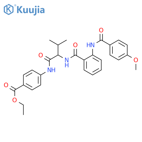 <br>4-{2-[2-(4-Methoxy-benzoylamino)-benzoylamino]-3-methyl-butyrylamino}-benzo ic acid ethyl ester structure