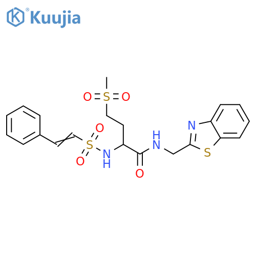Butanamide, N-(2-benzothiazolylmethyl)-4-(methylsulfonyl)-2-[[(2-phenylethenyl)sulfonyl]amino]- structure