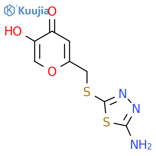 2-(((5-Amino-1,3,4-thiadiazol-2-yl)thio)methyl)-5-hydroxy-4H-pyran-4-one structure