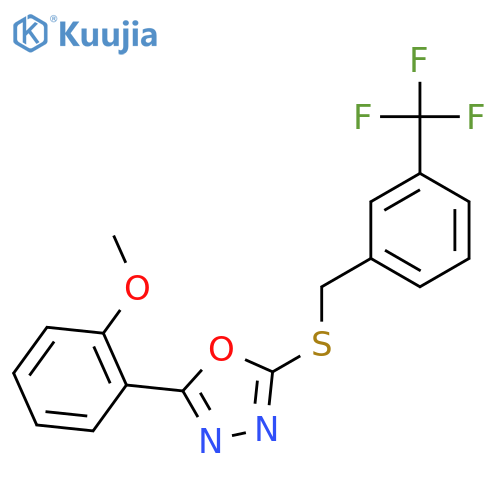 2-(2-methoxyphenyl)-5-({[3-(trifluoromethyl)phenyl]methyl}sulfanyl)-1,3,4-oxadiazole structure
