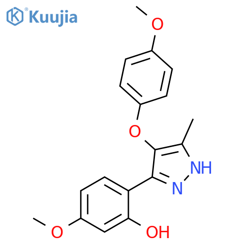 5-methoxy-2-[4-(4-methoxyphenoxy)-5-methyl-1H-pyrazol-3-yl]phenol structure