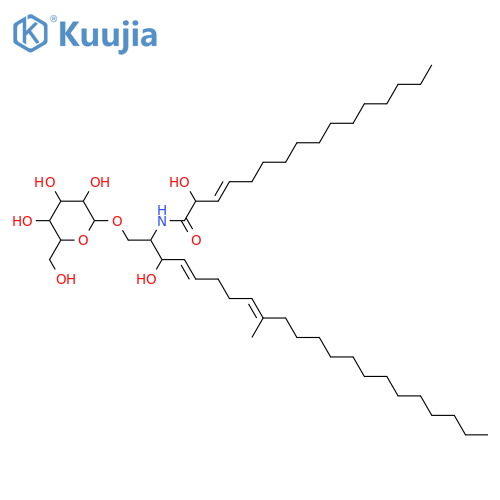 2-Amino-9-methyl-4,8-docosadiene-1,3-diol; (2S,3R,4E,8E)-form, N-(2R-Hydroxy-3E-hexadecenoyl), 1-O-β-D-glucopyranoside structure