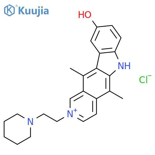 6H-Pyrido[4,3-b]carbazolium, 9-hydroxy-5,11-dimethyl-2-[2-(1-piperidinyl)ethyl]-, chloride structure