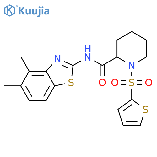 N-(4,5-dimethyl-1,3-benzothiazol-2-yl)-1-(thiophene-2-sulfonyl)piperidine-2-carboxamide structure