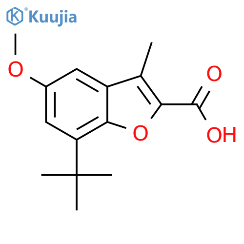 7-Tert-butyl-5-methoxy-3-methyl-1-benzofuran-2-carboxylic acid structure