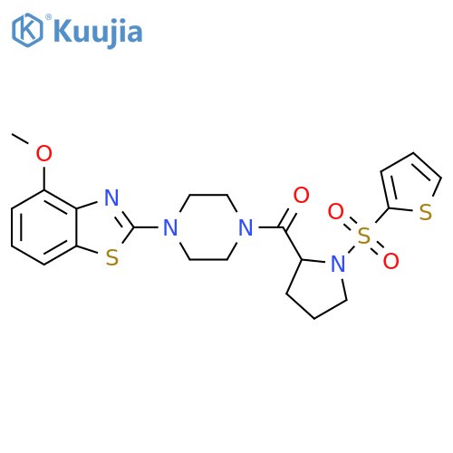 4-methoxy-2-{4-[1-(thiophene-2-sulfonyl)pyrrolidine-2-carbonyl]piperazin-1-yl}-1,3-benzothiazole structure