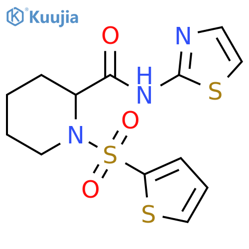 N-(1,3-thiazol-2-yl)-1-(thiophene-2-sulfonyl)piperidine-2-carboxamide structure