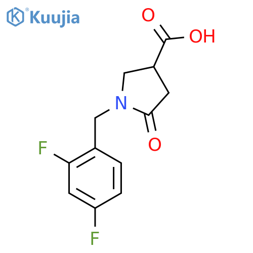 1-[(2,4-difluorophenyl)methyl]-5-oxopyrrolidine-3-carboxylic acid structure
