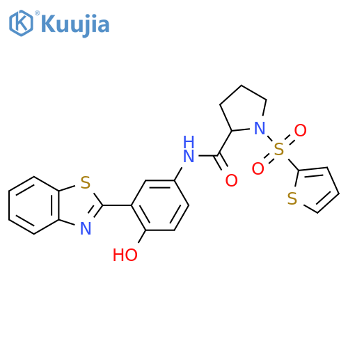 N-[3-(1,3-benzothiazol-2-yl)-4-hydroxyphenyl]-1-(thiophene-2-sulfonyl)pyrrolidine-2-carboxamide structure
