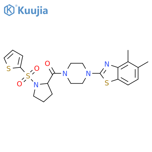 4,5-dimethyl-2-{4-[1-(thiophene-2-sulfonyl)pyrrolidine-2-carbonyl]piperazin-1-yl}-1,3-benzothiazole structure