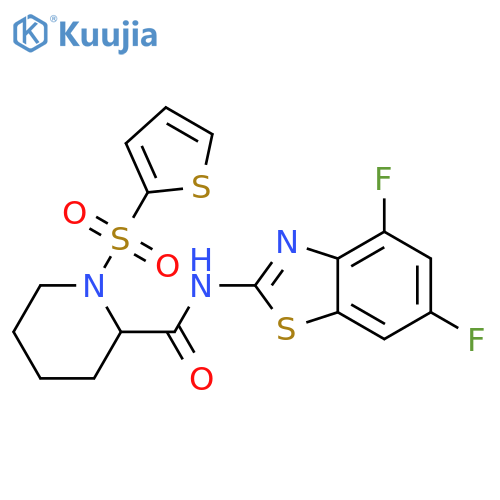 N-(4,6-difluoro-1,3-benzothiazol-2-yl)-1-(thiophene-2-sulfonyl)piperidine-2-carboxamide structure
