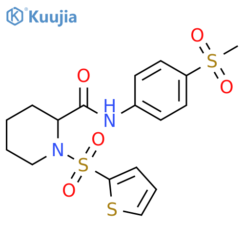 N-(4-methanesulfonylphenyl)-1-(thiophene-2-sulfonyl)piperidine-2-carboxamide structure