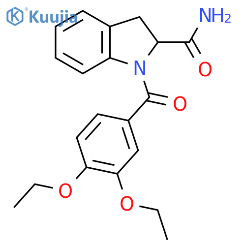 1-(3,4-diethoxybenzoyl)-2,3-dihydro-1H-indole-2-carboxamide structure