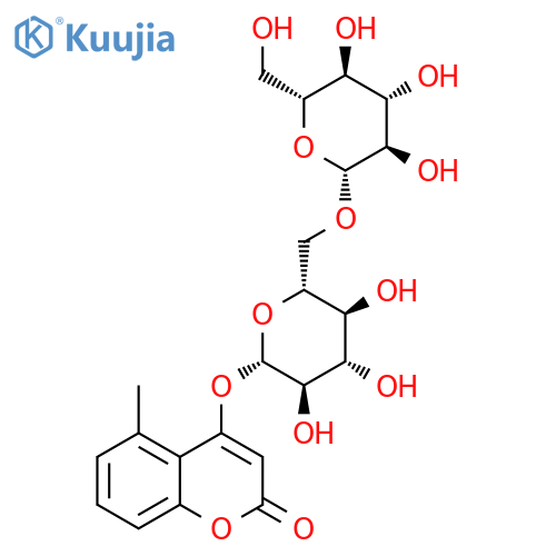 2H-1-Benzopyran-2-one,4-[(6-O-b-D-glucopyranosyl-b-D-glucopyranosyl)oxy]-5-methyl- structure