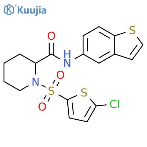 N-(1-benzothiophen-5-yl)-1-[(5-chlorothiophen-2-yl)sulfonyl]piperidine-2-carboxamide structure