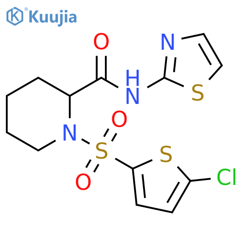 1-(5-chlorothiophen-2-yl)sulfonyl-N-(1,3-thiazol-2-yl)piperidine-2-carboxamide structure